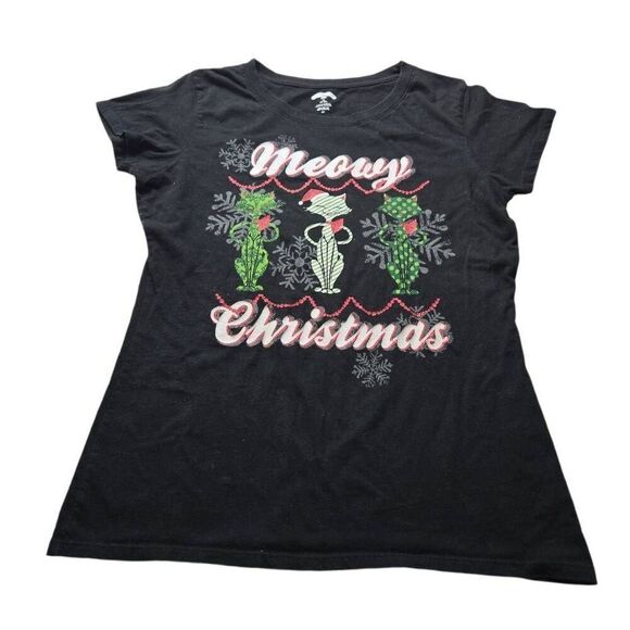 Holiday Time Meowy Christmas Woman's shirt M8/10 - Picture 1 of 3